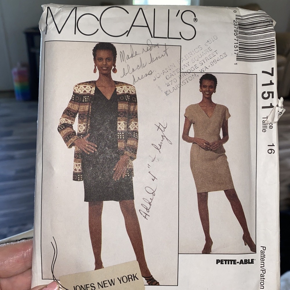 Vintage 1994 McCalls Dress Pattern 7151 Size 16 Uncut Jones New York Cardigan